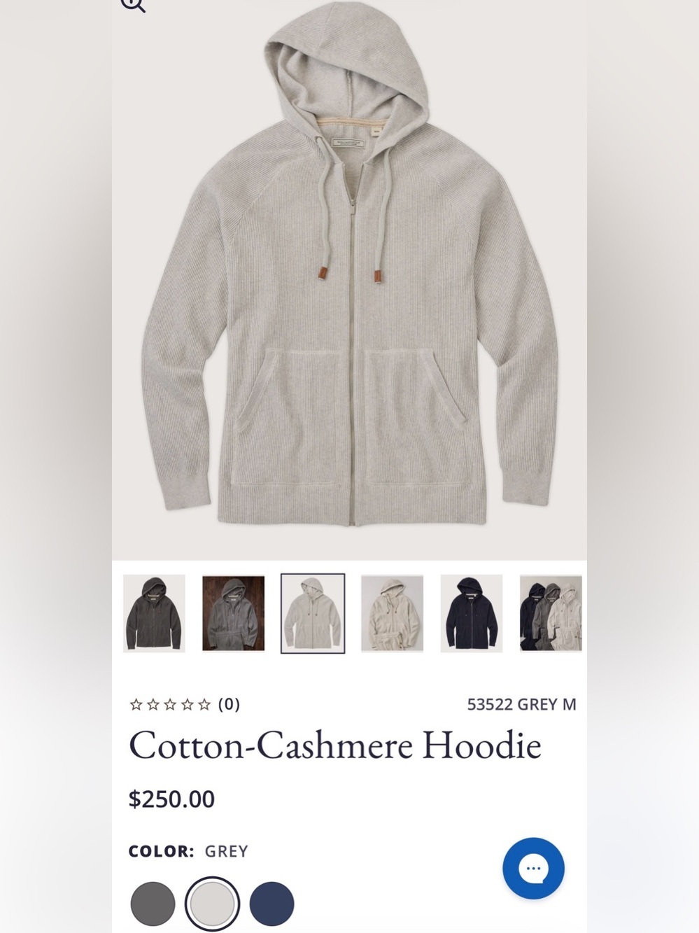 Men's Zip-Up Hooded Sweater in Light Gray